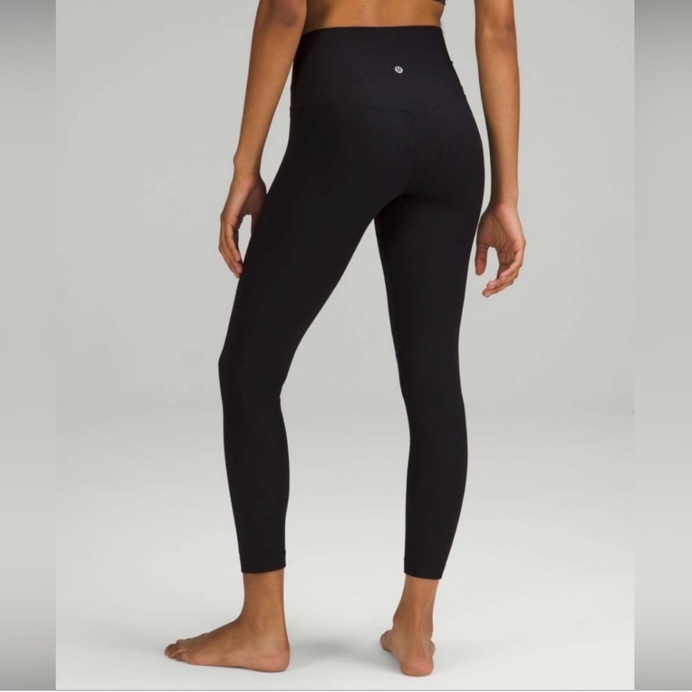 Lululemon Align Ribbed Panel High Rise Black Legging Women 8 Yoga Gym 25"